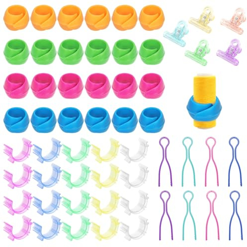 Tanstic 154Pcs Bobbin Thread Buddies Set, Includes 70Pcs Bobbin Holder Clips, 32Pcs Thread Spool Huggers, 42Pcs Bobbin Thread Holders, 10Pcs Sewing Clips for Sewing Thread Organizing