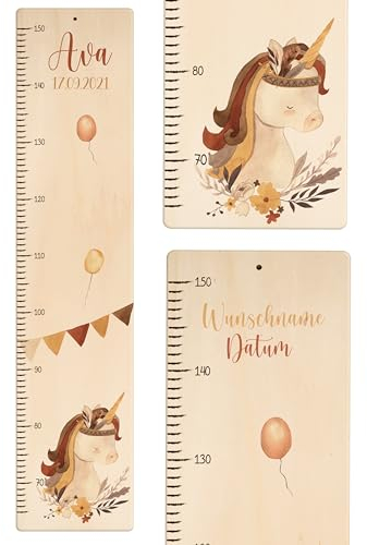 KIDSMOOD - Messlatte für Kinderzimmer Personalisiert, 70-140 cm - Messlatte Kinder Holz personalisiert Mit Namen für Baby- & Kleinkinderzimmer - Individuelles Geschenk für Kinder und Babys zum Geburt