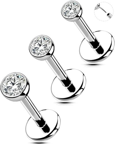 OUFER 20G 3PCS Nasenpiercing Stecker Chirurgenstahl 316L Piercing Nase Threadless Push in Nasenpiercing Schmuck 6 mm Klar CZ Nasenstecker Nasen Piercing Nas