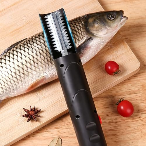 Tousiyra Escamador De Pescado Eléctrico Portátil Inalámbrico, Carga USB, Escamas De Pescado, Cepilladora, Limpiador De Pescado, Raspador, Utensilios con Cuchillas para Mariscos