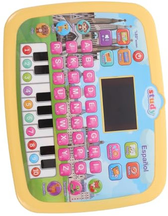 Warmhm Bilingual Spanish Learning Tablet for Boys and Girls Boy Girl Educational Toy Interactive Learning Pad Spelling Games Led Screen Display