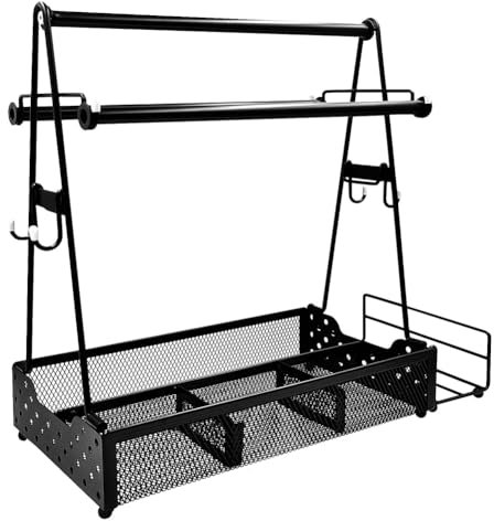 Organizador de utensilios de barbacoa con soporte para toallas de papel, para picnic, parrilla, condimentos, accesorios de barbacoa, organizador de almacenamiento para parrilla, herramienta de