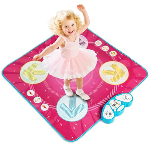 COSTWAY Tapis de Danse Enfant Pliable avec 3 Modes de Jeu & 8 Musiques Intégrée, Tapis de Danse Musical Fille avec Affichage du Score & Lumière, Jouet Musical pour Enfant de 3 Ans+ (Flèche)