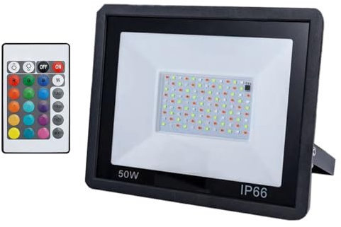 Genérico Focos Inundación, Iluminación Exterior Para Jardín, Bombilla RGB Con Control Remoto Impermeable Foco Luz Trabajo Para Porche Jardín Patio Etc.