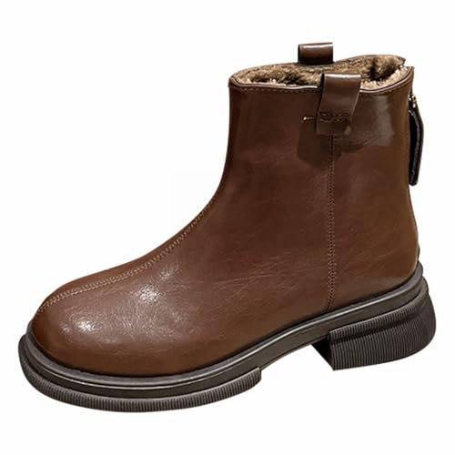 Bottes d'équitation en cuir pour femme - Bottes d'équitation - Bottes western chaudes - Bottes d'hiver pour femme - Bottes de moto - Bottes d'hiver - Bottines pour l'automne et l'hiver, marron, 37 EU