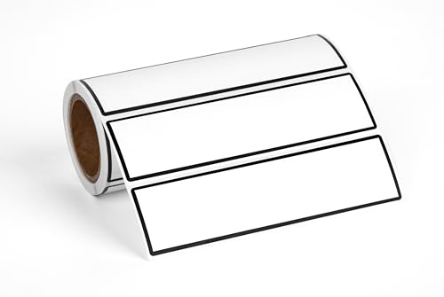 Binder Spine Labels, Perforated Self Adhesive Sticker Labels for 1.5 Inch Binders, 5 3/8 x 1 3/8, 200pcs, White with Black Border