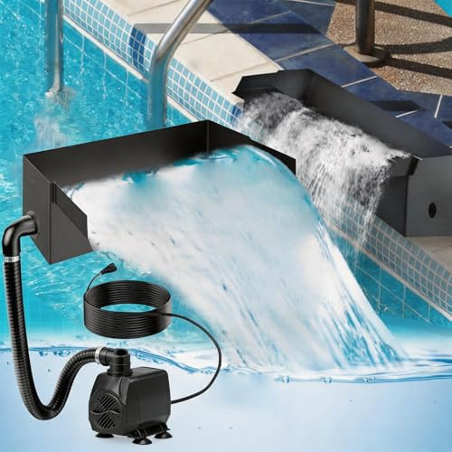 Mocoli Conjunto De Cascada para Estanque JardíN, Fuente De Cascada De Acero Inoxidable De 30cm 45w 3000 L/H Elemento Decorativo para Estanque De JardíN Patio Terraza Y Espacio Exterior