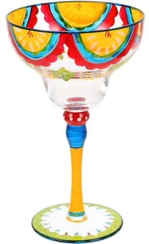 HIAKDOFT Bicchiere da Margarita Dipinto a Mano in Vetro Cristallo, Bicchiere da Cocktail Decorativo per Feste e Casa, Capacità per Vino, Whisky e Dessert
