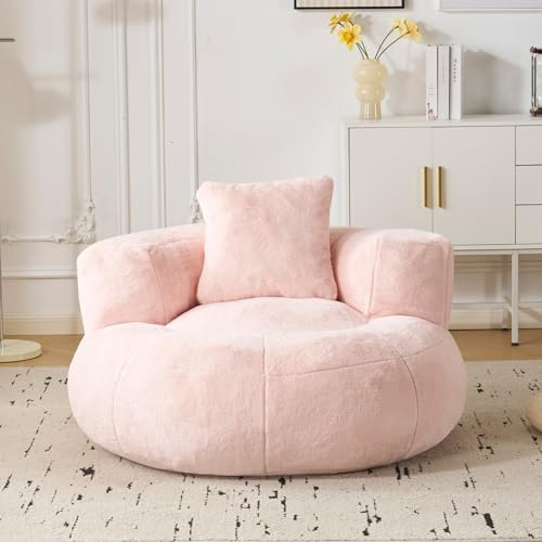 Fiximaster Poltrona a sacco adulti con imbottitura, poltrona a sacco in peluche e poltrona a sacco indeformabile per angolo lettura e zona seduta(Rosa)
