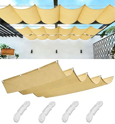 Retráctil Toldo Vela Rectangular Toldos Exterior Terraza Impermeable Ondulada Toldo Vela de Sombra con Ojales y Cuerdas 95% protección UV para Exterior Patio jardín 2x3M Arena