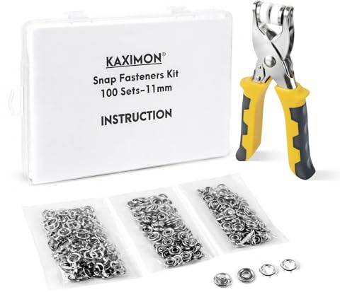 KAXIMON Kit Boutons de Pression Sans Couture, 11 mm avec Pince, 100 Sets