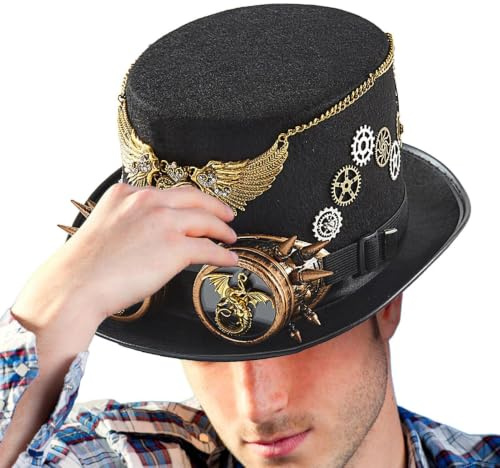 Steampunk Cylinderhatt Bärbar unisex huvudbonad med integrerade goggles | Steampunk Cosplay Tillbehör För Kvinnor, Män, Tonåringar, Festliga Fester, Maskeradbaler, Karnevaler, Cosplay, Filmrekvisi