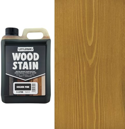 Littlefair's Wood Stain Water-Based - (Golden Pine) – Non-Toxic, Eco-Friendly & Quick Drying - Easy-to-Apply, Concentrated Formula for All Wood Types – 5 LTR
