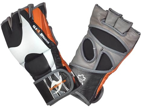 Ju-Sports Freefight MMA Handschuhe Pro - Leder I Optimal Für Wettkämpfe I Mit offenen Griffflächen & freiem Daumen I Für Damen, Herren & Jugendliche I Größe L