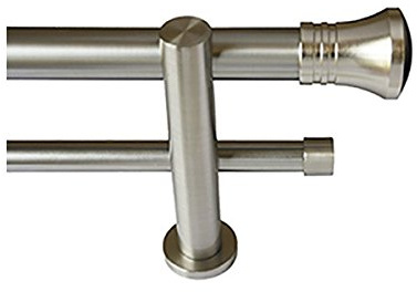 Barras de Cortina - Conjunto Estilo Doble Barra Acero INOX. Largo 2 Metros