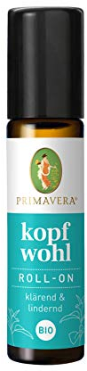PRIMAVERA Kopfwohl Roll-On bio - klärend & lindernd bei Kopfschmerzen - mit 100% naturreinen ätherischen Ölen - Pfefferminzwasser- & öl - vegan