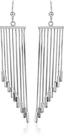 Vanbelle Rhodium Plated 925 Sterling Silver Wind Chime Tassel Earrings for Women - Handcrafted and Light-weighted