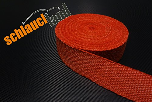 Schlauchland Fiberglas- Hitzeschutzband Länge 5 m Farbe rot - Breite 50 mm