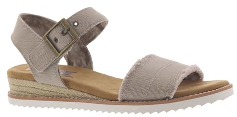 Skechers Women's Desert Kiss Adobe Princess Sandal, Light Taupe Canvas, 4.5 UK