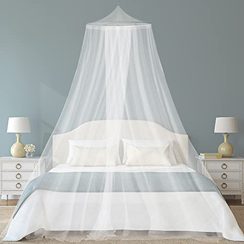 Moustiquaire de lit, Moustiquaire Grand Lit, Moustiquaire de Lits Simples et Doubles,Ciel de Lit Adulte Enfant,Moustiquaire Ciel de Lit, D'installation Rapide et Facile,Convient à Tous Les Lits(Blanc)