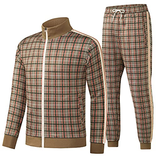 W JIANWANG Trainingsanzug Herren Fußball Traningsanzuganzug Sportanzug Freizeitanzug Sport Jogging Anzug Für Männer Trainingsanzüge Fussball Laufanzug Jogginganzug Set Braun 2301 XXL