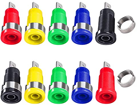 Greluma 10 Stk Bananenbuchse Klinkenbuchse – 4 mm Bananenbuchse Anschlussklemme Adapter Panel/Chassis Mount Löttyp