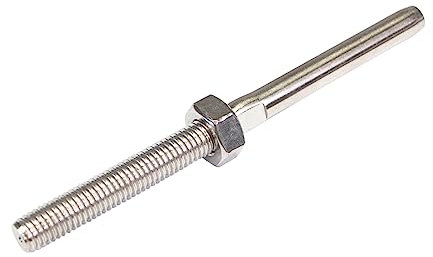 PRIOstahl Terminale per fune metallica con filettatura destra – 1 pezzo per fune metallica da 5 mm per il fissaggio di funi metalliche, collegamento terminale, in acciaio inox V4A