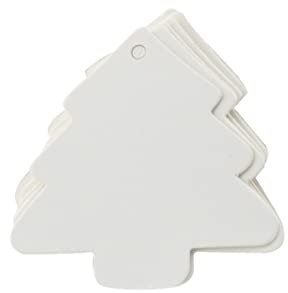 KALLORY 100pcs Christmas Tree Pendants DIY Kraft Blank tag DIY Gift Packing Accessory Christmas Tree Paper Tags Christmas Hanging Ornaments DIY Wedding Crafts white kraft paper decorations