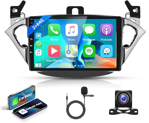 2G+64G Wireless Carplay Android Autoradio für Opel Corsa E 2015-2019/Opel Adam 2013-2016 9 Zoll Autoradio mit Android Auto Navi GPS WiFi Mirror Link Bluetooth FM/RDS/DAB+/OBD/DVR Rückfahrkamera
