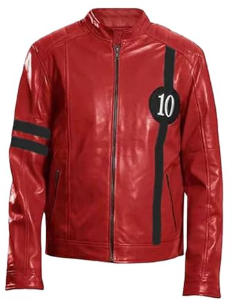 MERCH ATTIRE Chaqueta de piel sintética para hombre, diseño de superhéroe verde