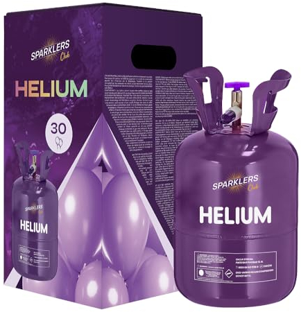 SPARKLERS CLUB Caramella di elio (0,20 m3) fino a 30 palloncini (palloncini non inclusi), bottiglia usa e getta, palloncino per compleanno, matrimonio e festa, gas elio alluminio qualità premium (30