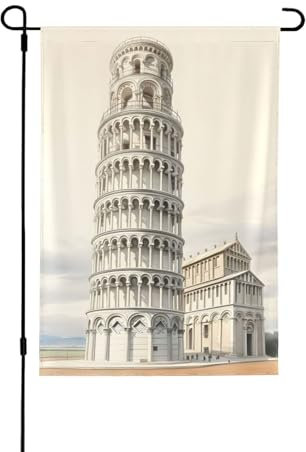Bandiera da giardino 71 x 101 cm bifacciale bandiera da cortile Torre di Pisa città italiana paese all'aperto bandiera da giardino decorazioni per la casa