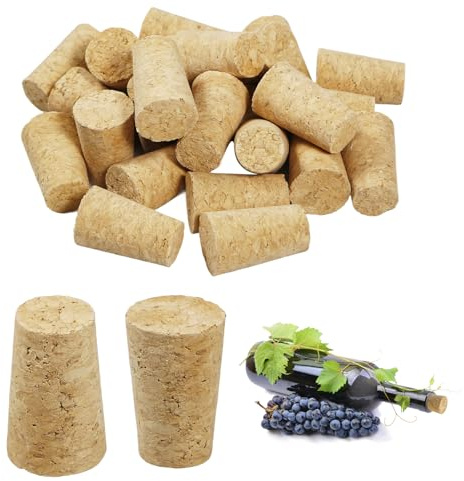 25pcs Wine Corks, Wooden Tapered Cone Bottle Stopper, Wine Beer Stoppers Leakproof Natural Wooden Corks Replacement for Beer Bottles, Wines Bottle, Liquor Bottles Cork Crafts 22x35mm