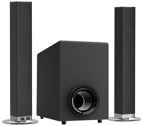 HoYLluDLL 120-W-Soundbar mit Subwoofer für Smart-TV Bluetooth 5.0 Heimkino, Deep Bass-Audiosystem mit BT/ARC/optischem/AUX-Anschluss für TV und PC