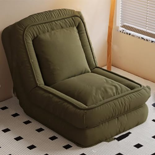 Sofá cama plegable, silla reclinable ajustable con soporte para la espalda, cama para perros y humanos para sala de estar y dormitorio, perfecta para jugar y leer, color verde, 175 + 95 cm