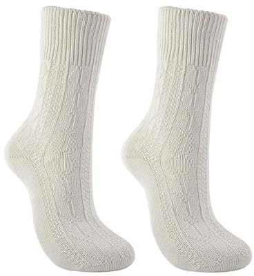 WEESTAAMO Chaussettes traditionnelles pour homme - Chaussettes hautes pour la fête de la bière - Longues blanches - Motif traditionnel bavarois en coton, Blanc., M