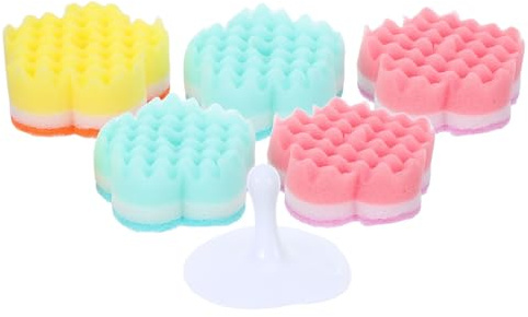 LOLIPPYY 5 St Blommformade Disksvampar Repfri Skrubbsvamp för Disk Kastruller och Bänkskivor Mångsidig Rengöring för Vågformad Design