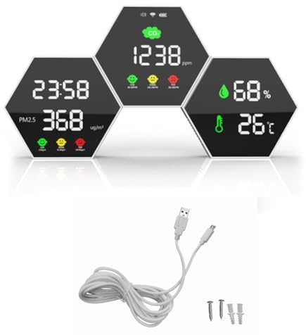 IJSDNVJNDX Monitor Detector de Calidad del Aire Probador Interior Sensor de Dióxido de Carbono Detector de Co2 Montado en la Pared Monitor de Dióxido de Carbono