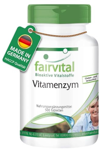 fairvital Verdauungsenzyme, HOCHDOSIERT, 500 Tabletten, schluckfreundlich, Enzym-Komplex mit Pankreatin, Papain, Bromelain, Rutin, Trypsin und Chymotrypsin, Vegan