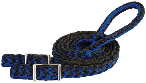 Weaver Leather Braided Nylon Barrel Rein , Blue/Black , 1/2 X 8'