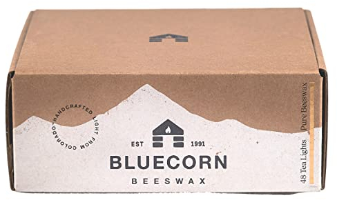 Bluecorn Beeswax Tea Light Candles, Yellow, Refill for Clear Cups, 48 Pack