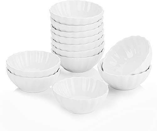 MALACASA, Serie Ramekin.Dish, 12-TLG. 3/7,5cm/55ml SUPER Mini Dessert Schälchen Set Porzellan Dessert Pudding Snack Vorspeise Nachtisch Schäle Dekoschäle