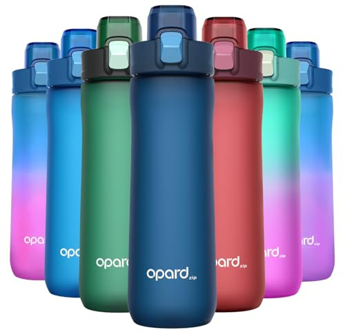 Opard Zip 20oz Plastic Water Bottle Dishwasher Safe, Leakproof Flip-Top Lid, BPA Free Tritan, Wide Mouth Reusable Kids Water Bottle for School Hiking Commuting Outdoor Travel and Gym