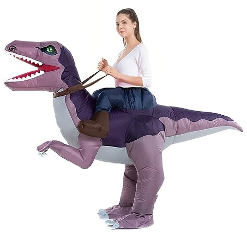 HSCTEK Inflatable Dinosaur Costume Adult Women Men, Blow up Velociraptor Cosplay