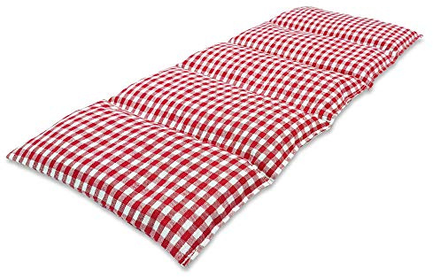 Cuscino Termico flessibile con Noccioli di Ciliegia 50x20 cm - Prodotto in Germania - Imbottitura: 900 grammi di Ossi di Ciliegia; Fodera: 100% Cotone (rosso a scacchiera)