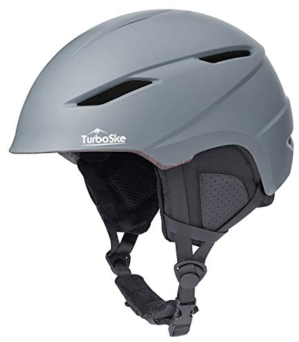 TurboSke Skihelm Snowboardhelm Schneesporthelm Audio kompatibel und leicht ASTM Standard Helm für Herren Damen und Jugend (M, Grau)