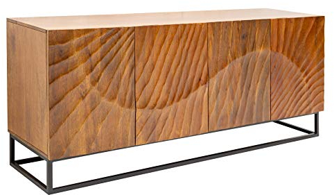 invicta INTERIOR Massives Sideboard Scorpion 177cm braun Mangoholz aufwendige 3D Schnitzereien Kommode Holzkommode