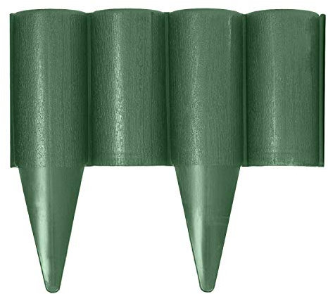 Green Lawn Edging Border Palisade - 2.5 metres / 8.2 ft Long - Garden Fencing with Wood Log Texture and Ground Stakes for Landscaping, Flower Beds, Patio, Lawn, Pavement Edge