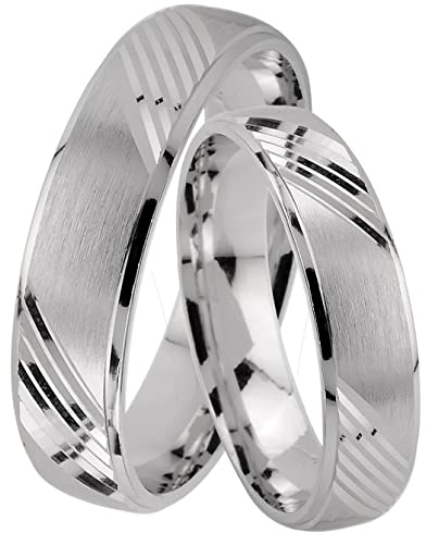 trauringe123 - GRAVUR GRATIS, Hochzeitsringe Verlobungsringe Trauringe Eheringe Partnerringe Ohne Stein Trauringe aus Silber, 925 `er Sterlingssilber, Diamant, (1 Paar) - J26x