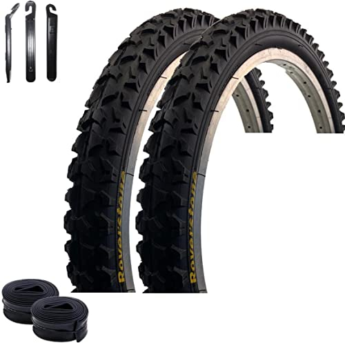 2 x Roverstone A109 18 Fahrradreifen Fahrradmantel Schwarz 57-355 (18 x 2,125) + 2 Schläuche AV inkl. Reifenheber
